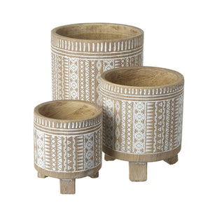Wooden Patterned Pot - Small