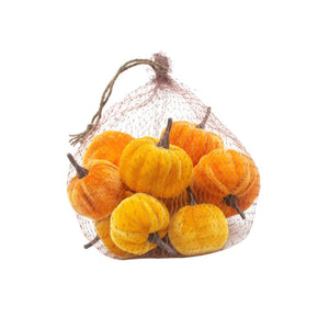 Velvet Orange Pumpkins in Net Bag