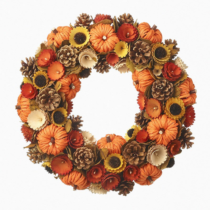 Orange Pumpkin & Sunflower Wreath