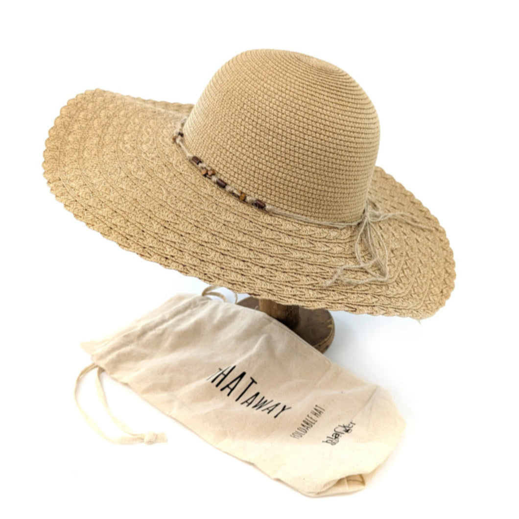 Beaded Band Wide Brim Hat