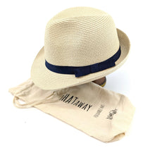 Load image into Gallery viewer, Trilby Foldable Hat With Navy Band
