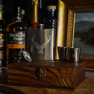 Stag  Hip Flask & Cup Set