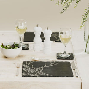 Slate Coaster and Placemat Set Stag