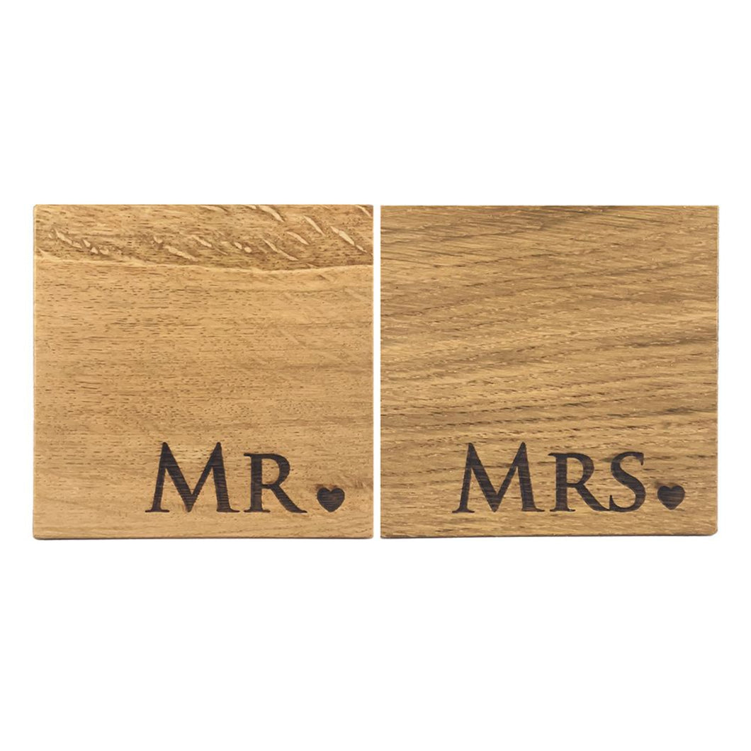 Mr & Mrs Oak Coaster