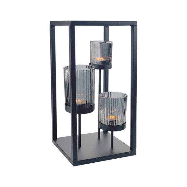 Smoke Grey 3 Tealight Holder
