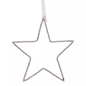 Silver Crystal Hanging Hollow Star Tree Decoration