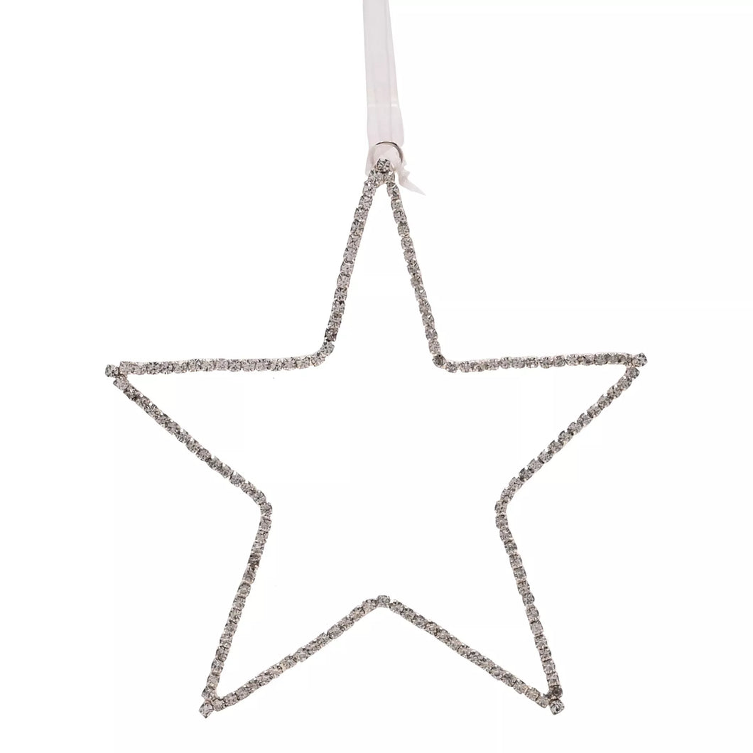 Silver Crystal Hanging Hollow Star Tree Decoration