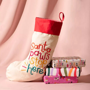 Dogs Stocking 'Santa Paws Stop Here'