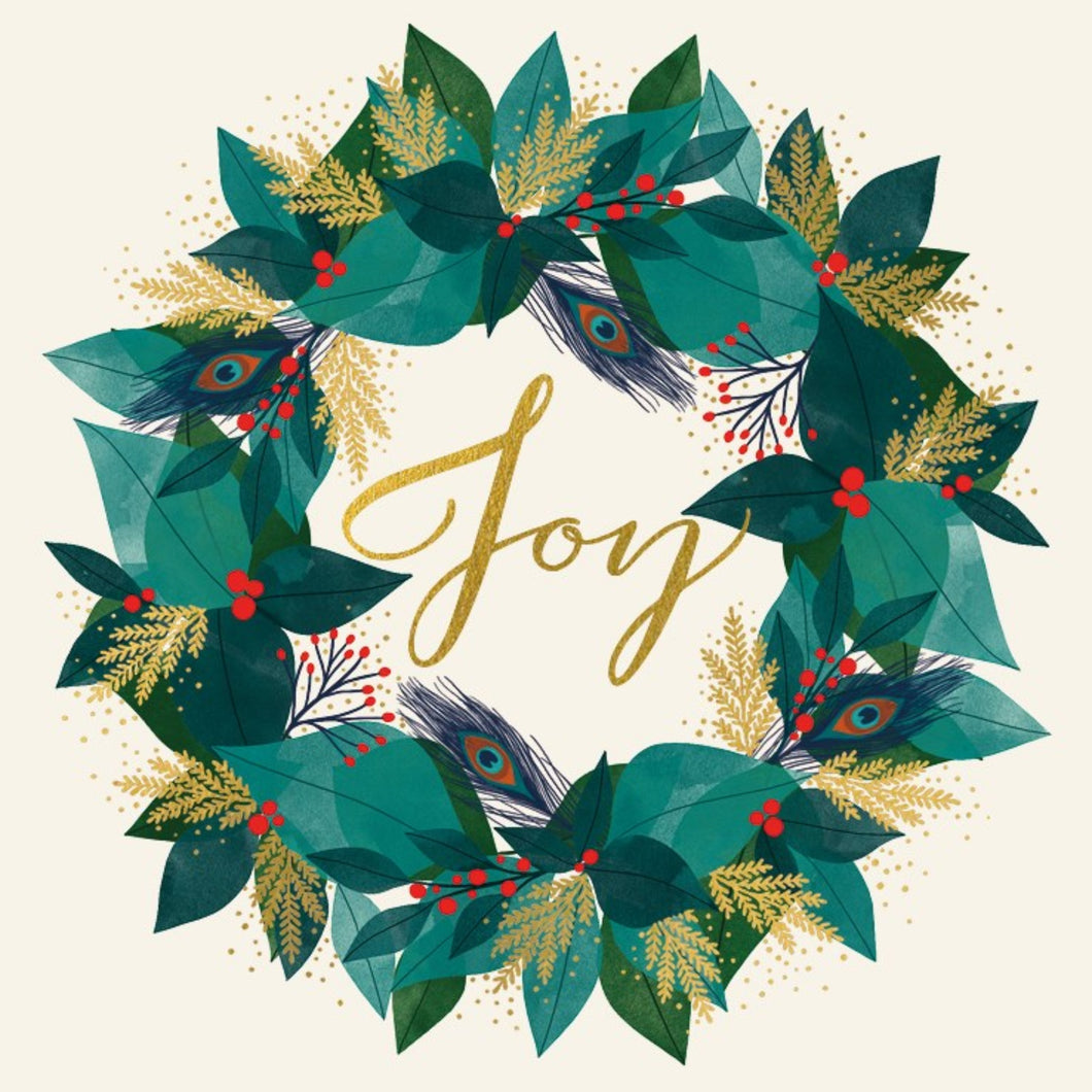 Peacock Wreath Card - Pack of 6