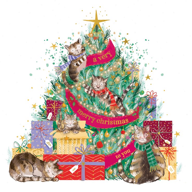 Cats In Christmas Tree - Pack of 6
