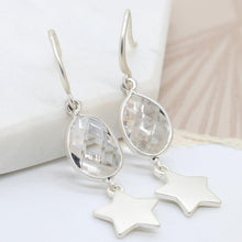 Load image into Gallery viewer, Silver Star Crystal Drop Earrings
