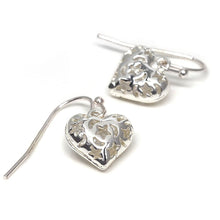 Load image into Gallery viewer, Silver Plated Heart Drop Earrings
