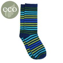 Load image into Gallery viewer, Blue Green Bold Stripe Men&#39;s Socks
