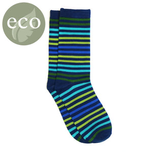 Blue Green Bold Stripe Men's Socks