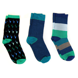 Men's Blue/Green 3 Box Set Socks