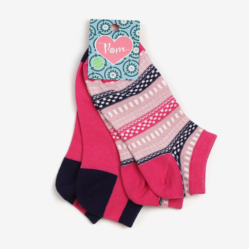 Magenta/Navy/Pink Aztec Print 2 Pack Socks