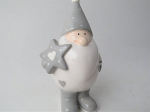 Ceramic Grey Santa With Star