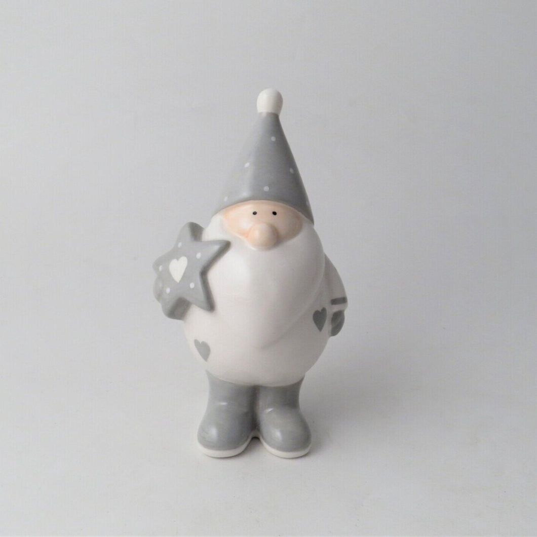 Ceramic Grey Santa With Star