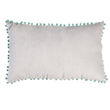 Load image into Gallery viewer, Grey Velvet Pom Pom Cushion
