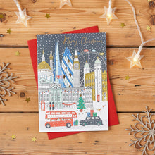 Load image into Gallery viewer, London Skyline Gold Foiled Christmas Card
