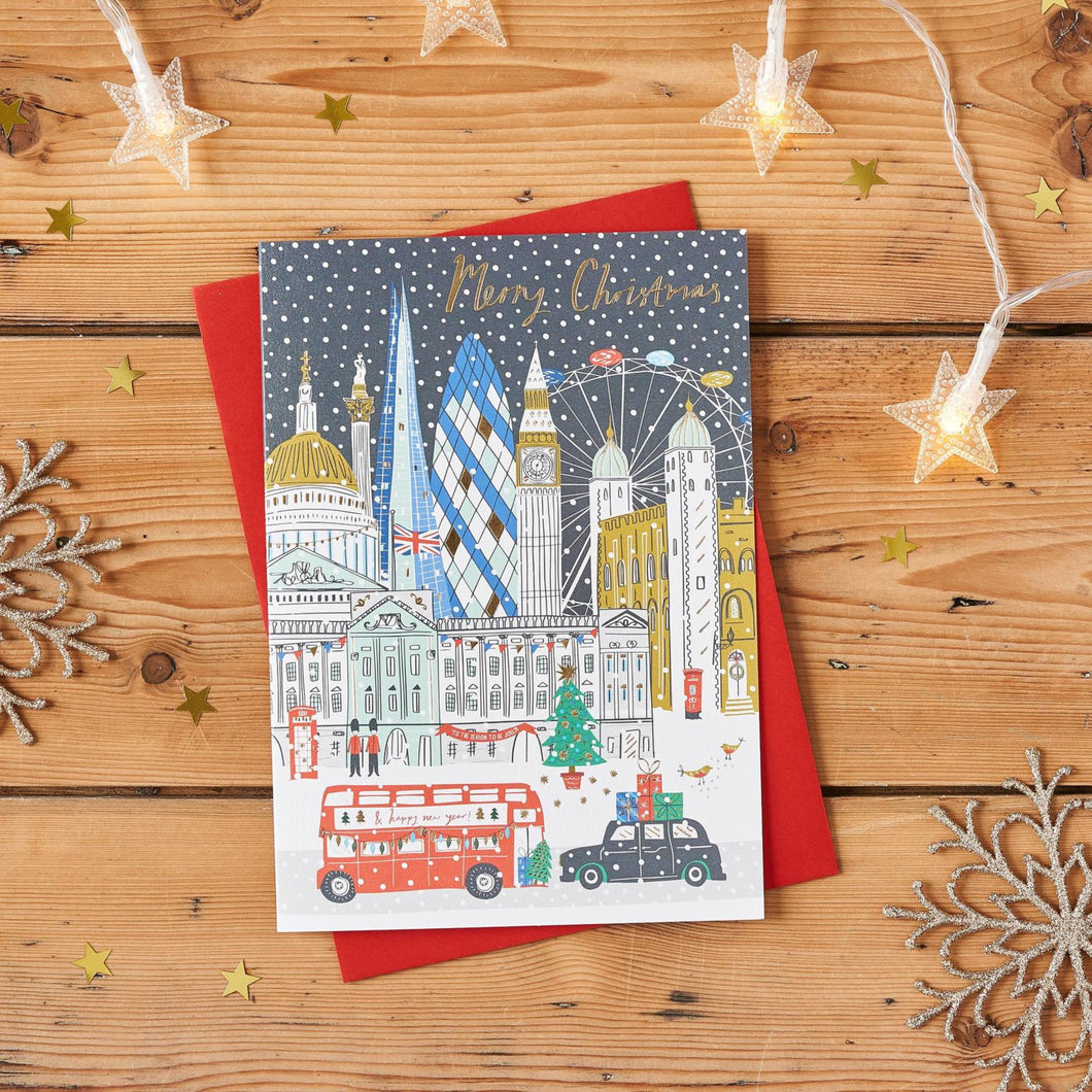 London Skyline Gold Foiled Christmas Card