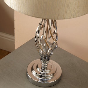 Twist Detail Table Lamp- Silver