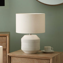 Load image into Gallery viewer, White Geo Short Ceramic Table Lamp
