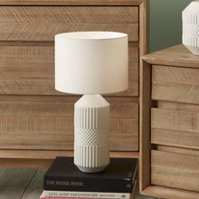 Load image into Gallery viewer, White Geo Tall Ceramic Table Lamp
