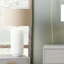 Load image into Gallery viewer, Grey Patterned Stoneware Table Lamp- Tall

