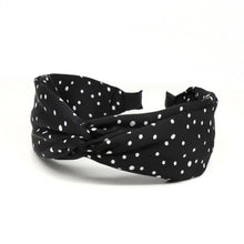 Load image into Gallery viewer, Satin Black/White Dots Headband
