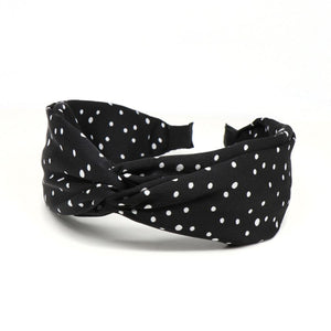 Satin Black/White Dots Headband