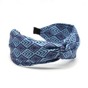 Dusky Blue Diamond Tile Print Headband