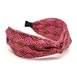 Pink Diamond Tile Print Headband