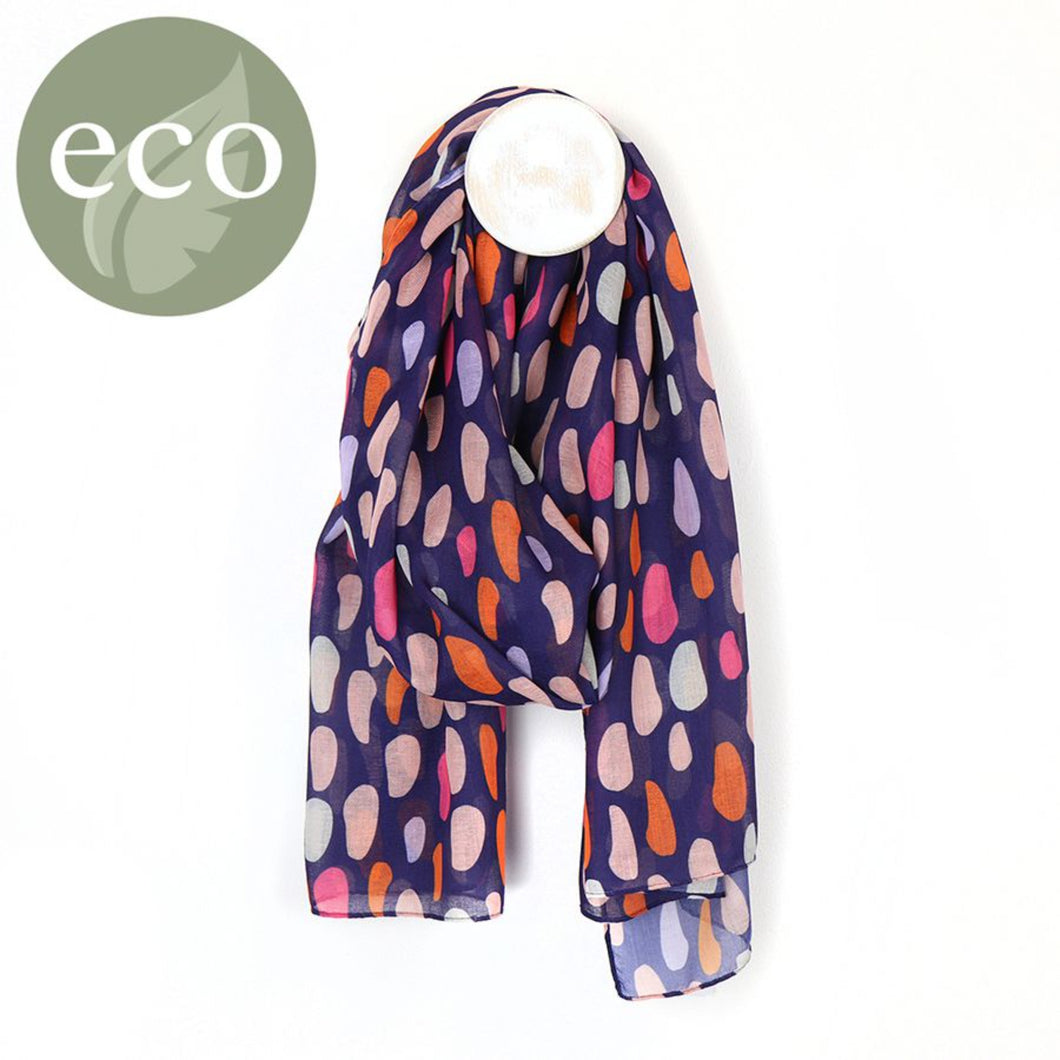 Recycled Blue Pink Oval Print Scarf