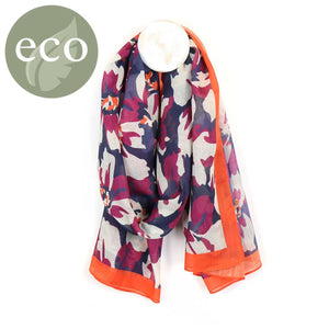 Recycled Purple Graphic Flower Print Scarf