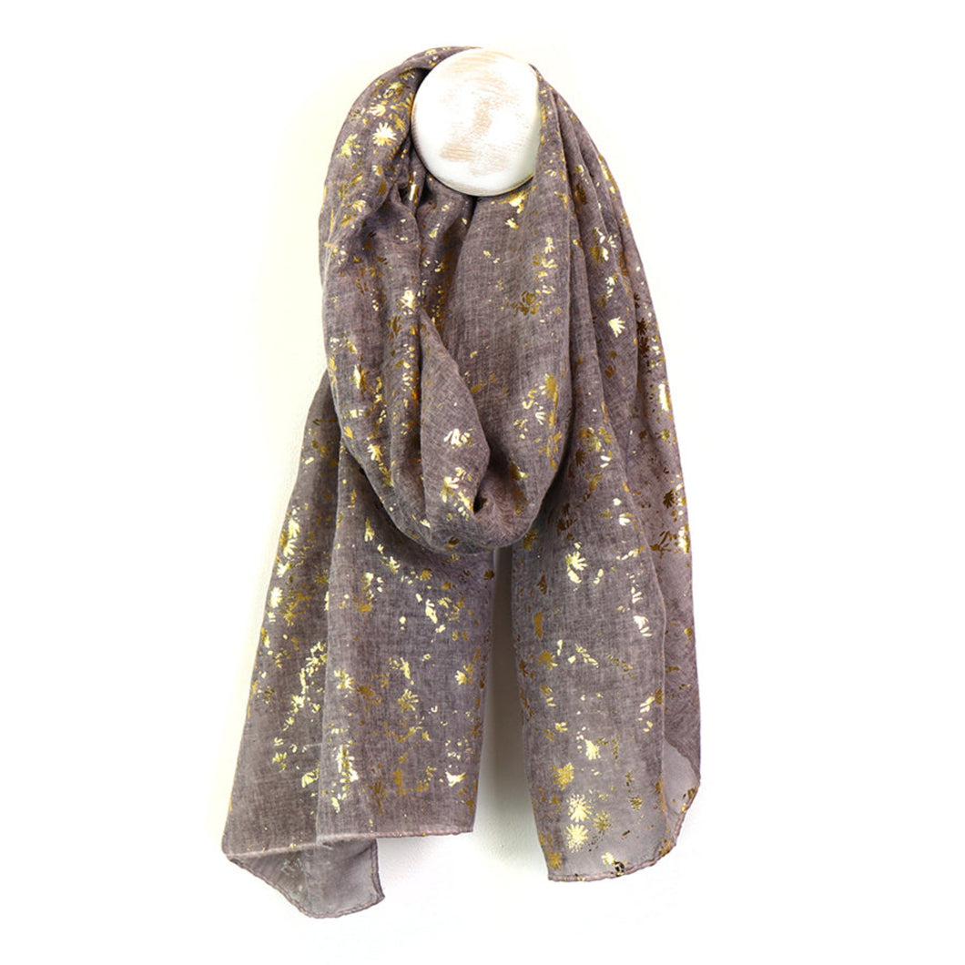 Mocha Scarf with Gold Foil