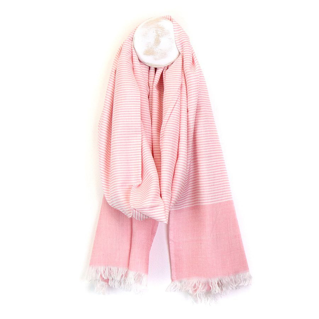 Coral Stripe & Colour Block Border Scarf