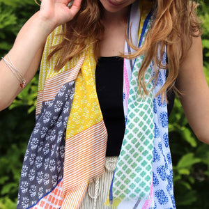 Mustard/Pink Mix Multi Print Scarf