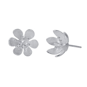 Water lily Stud Sterling Silver Earrings