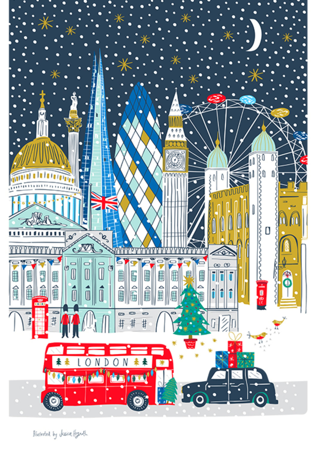 London Skyline Christmas Tea Towel
