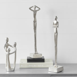 Silver Metal Hands on Head Statue