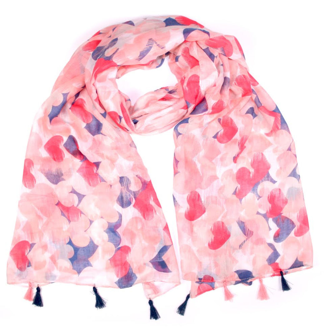 Melee Of Hearts Pink Scarf