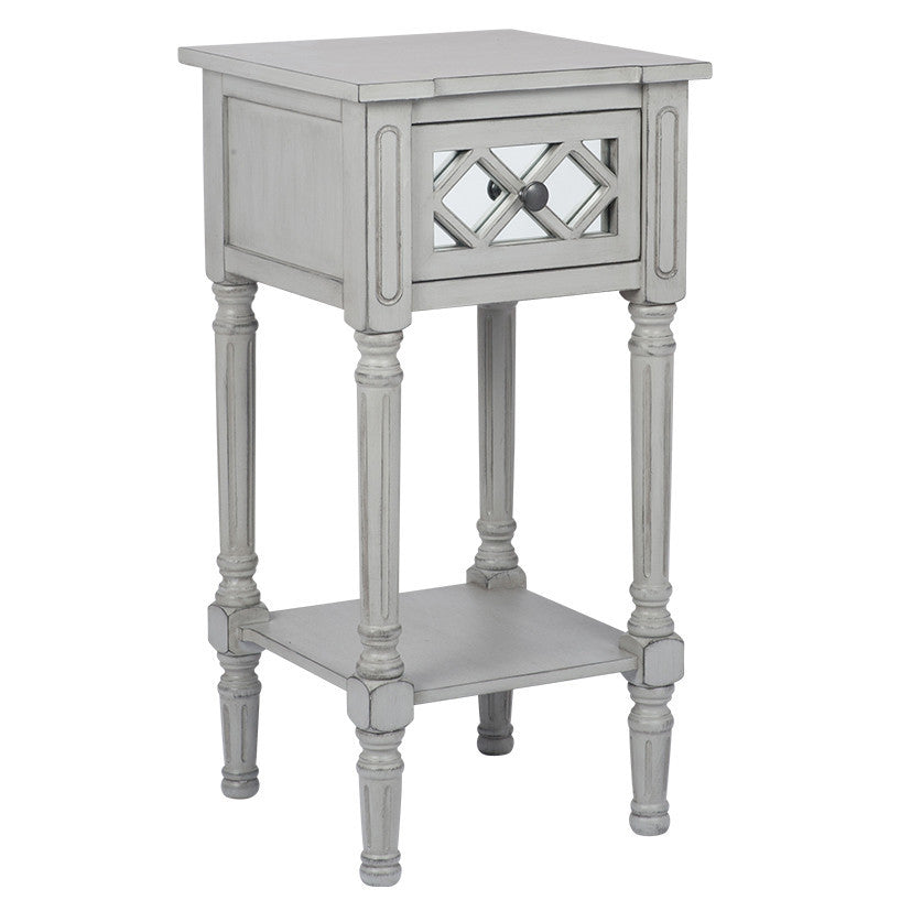 Grey Mirrored Pine Wood Table