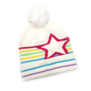 Star Bobble Hat - White