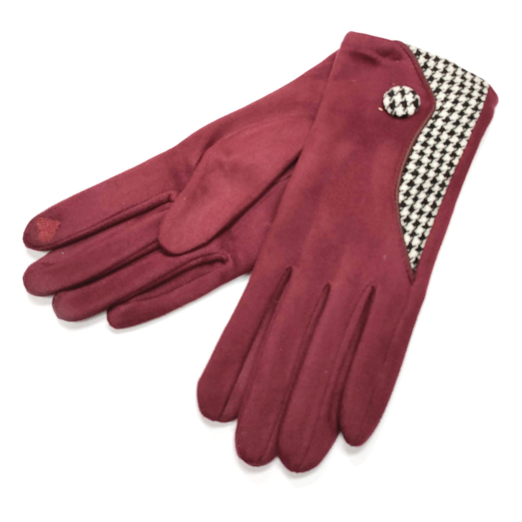 Dogtooth Gloves Dark Pink
