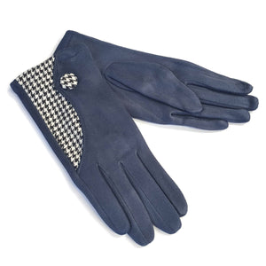 Dogtooth Gloves Navy Blue