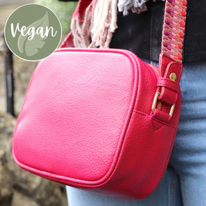Red Vegan Leather Camera Bag