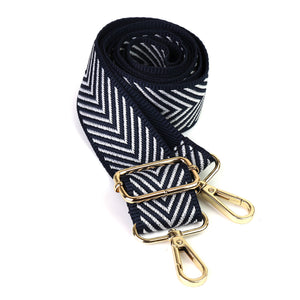 1.5" Navy/Silver Chevron Weave Strap