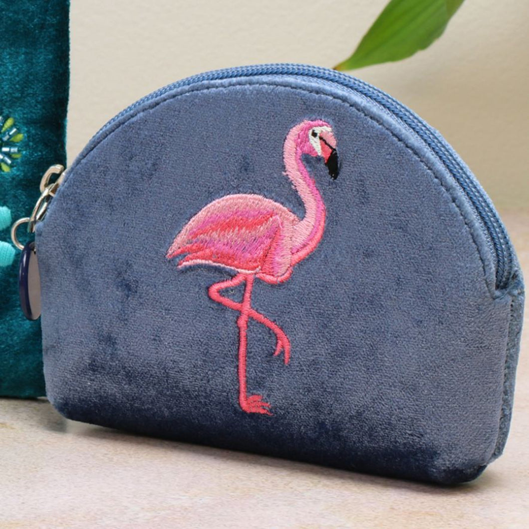 Dusky Blue-Grey Flamingo Coin Purse