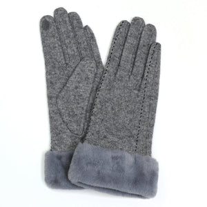 Grey Wool Mix Gloves